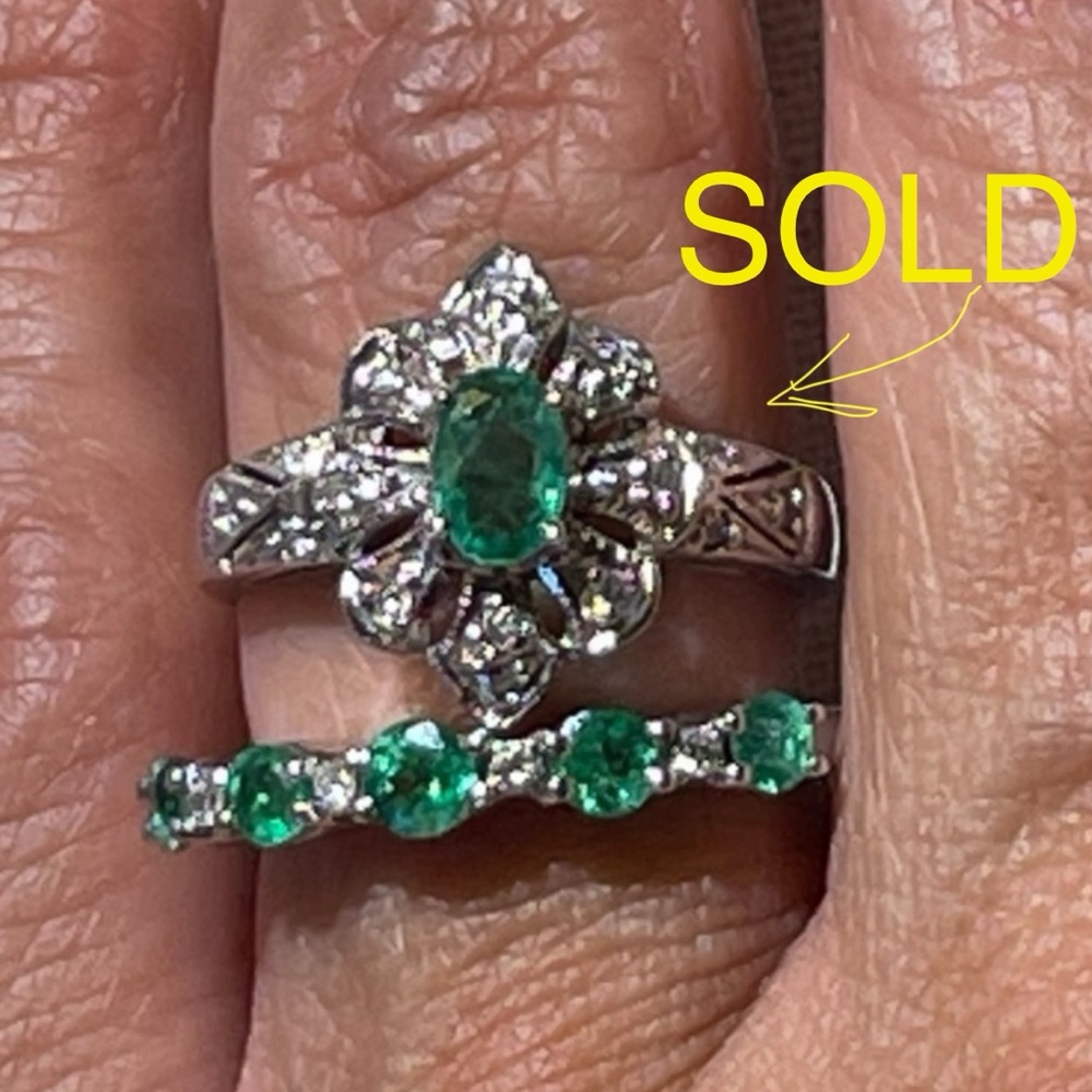 14k NEW Genuine Emerald Diamond Ring